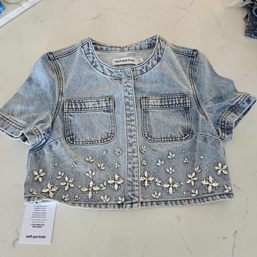 Self Portrait Embellished Denim Top - Picture 4 of 7